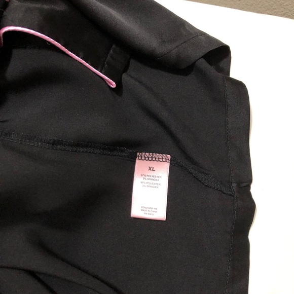 Juicy Couture Women's Satin Black and Pink Rhinestone Button Down Pajama Top XL - Picture 9 of 13